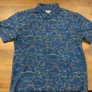 RSVLTS Shark Week short sleeve button-down shirt XL